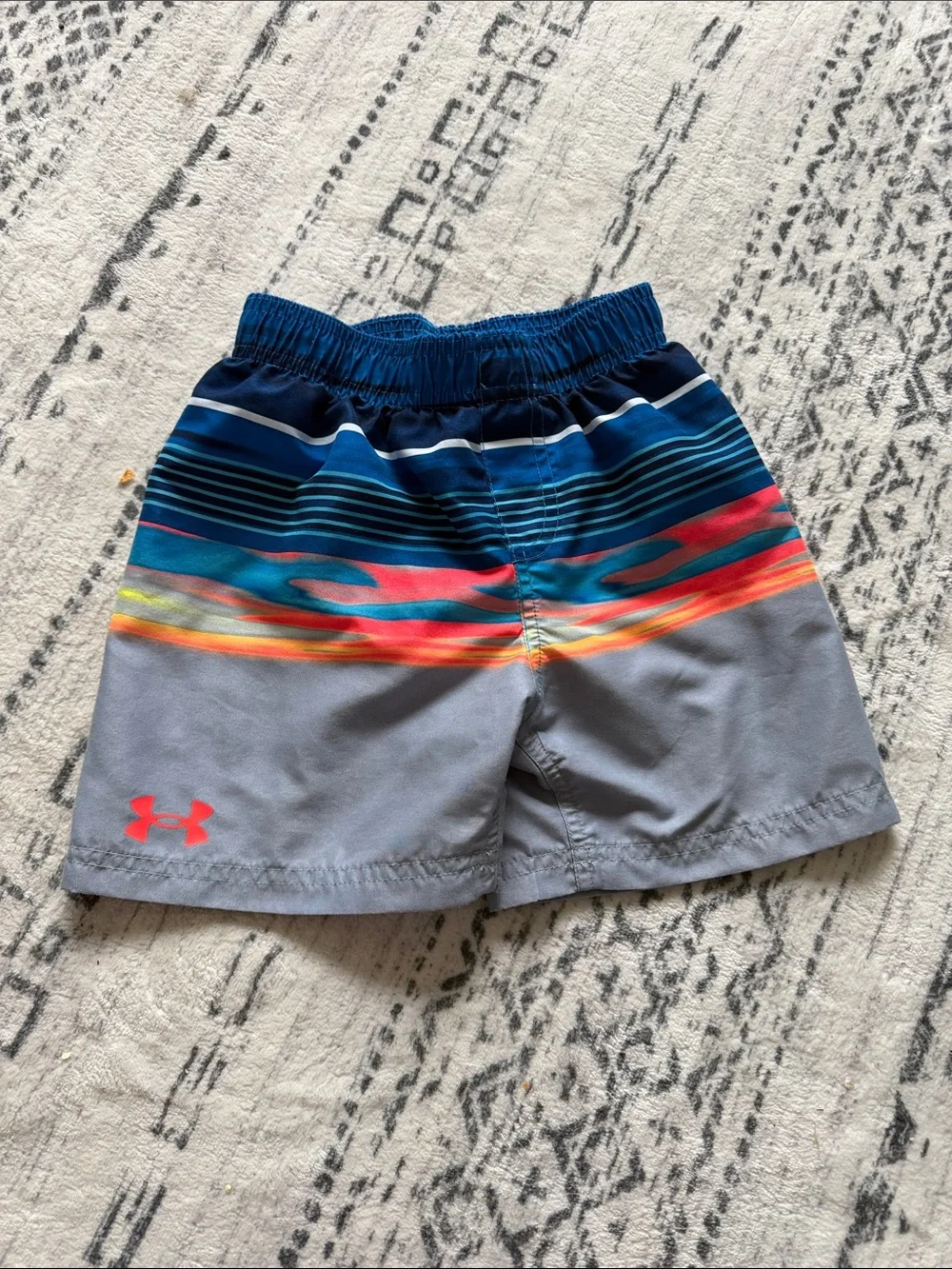 Under Armour Gray Swim Shorts with Blue & Neon Stripe